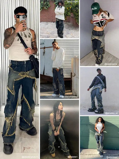 Gifthane Distressed Effect Star Unisex Pantolon
