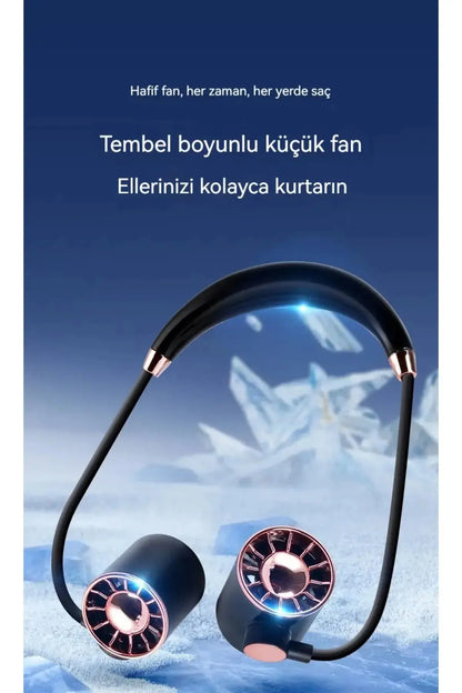 Mini Fan USB Tembel Asılı Boyun Katlanabilir Taşınabilir Küçük Fan Uzun Ömrü Turbo