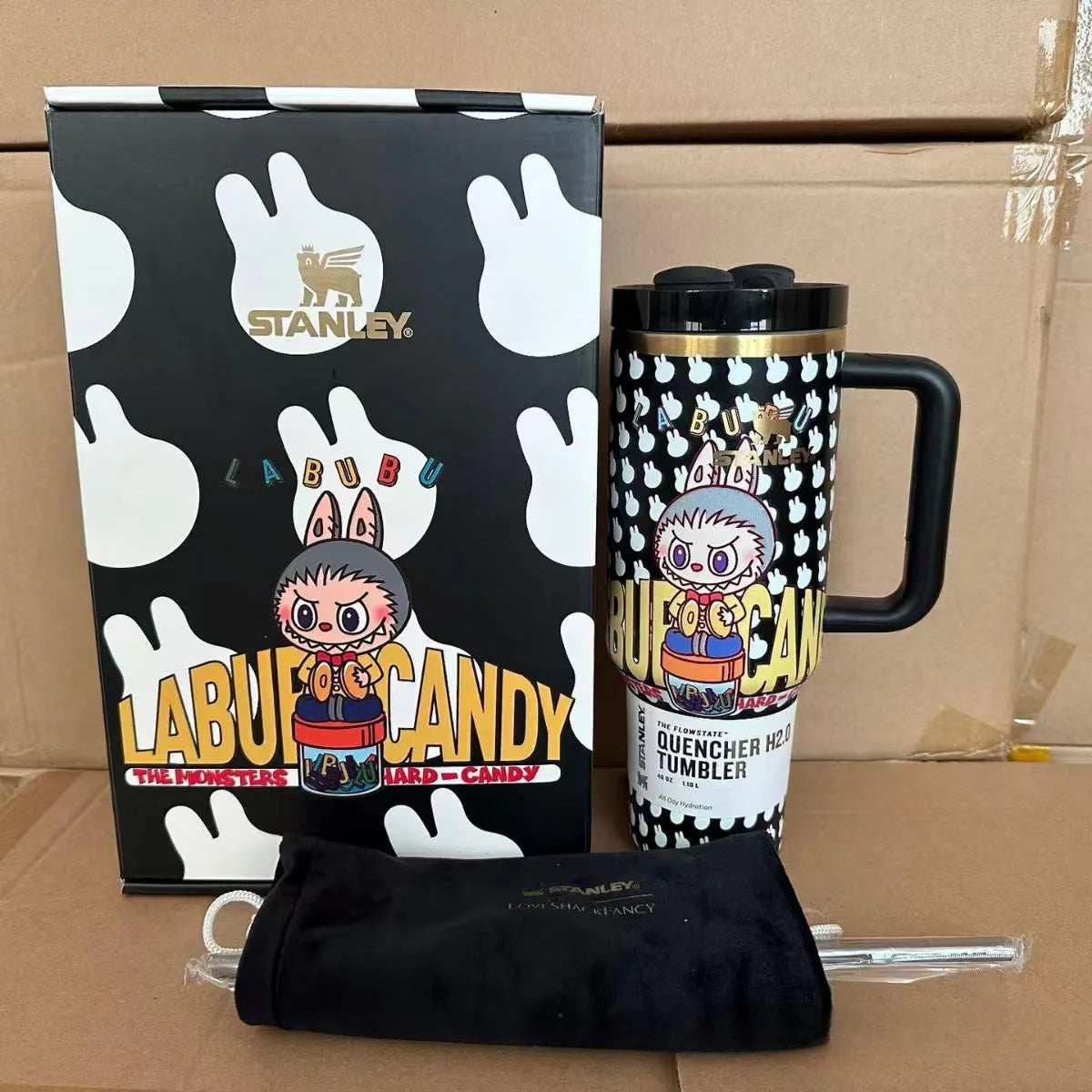 Labubu Stanley Black Insulated Cup TERMOSHANE