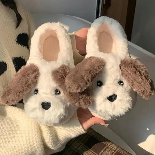 Köpek Desenli Yünlü Panduf