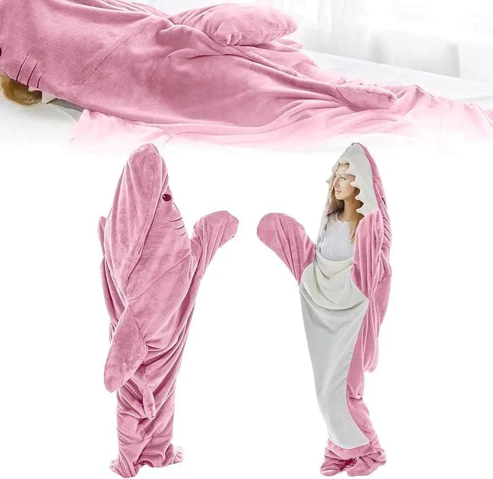  Shark Hoodie Battaniye pembe