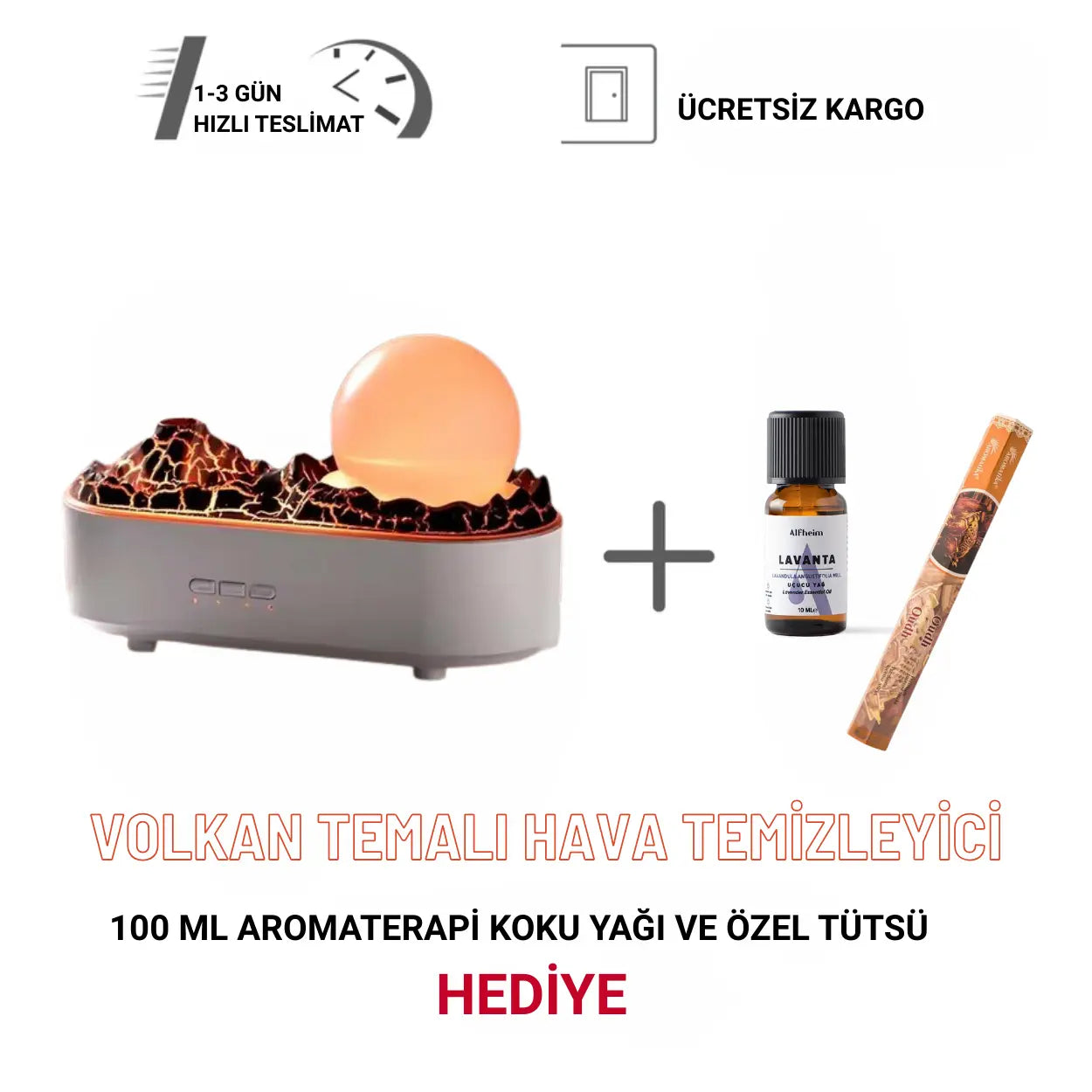 Volkan Temalı Hava Nemlendirici Difüzör