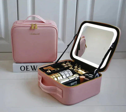 Lighted Mirror Makeup Bag